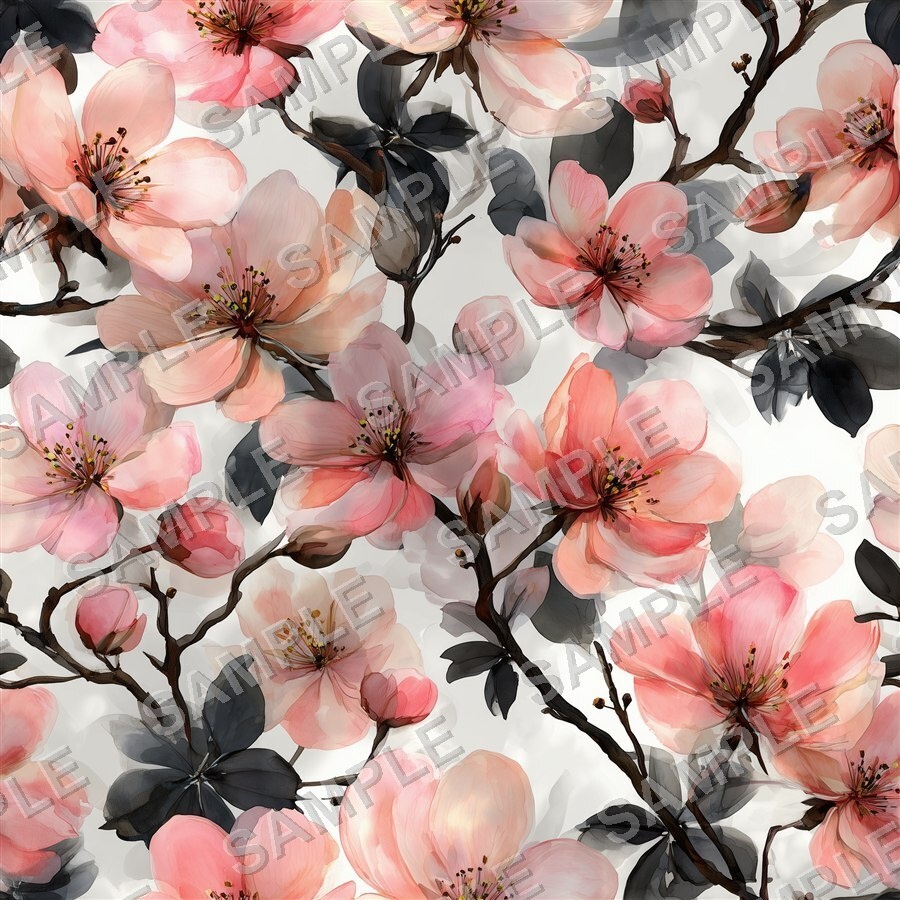 ブラッシュコーラルの大柄花柄24種|GardenBloom Vol.3 BlushCoral
