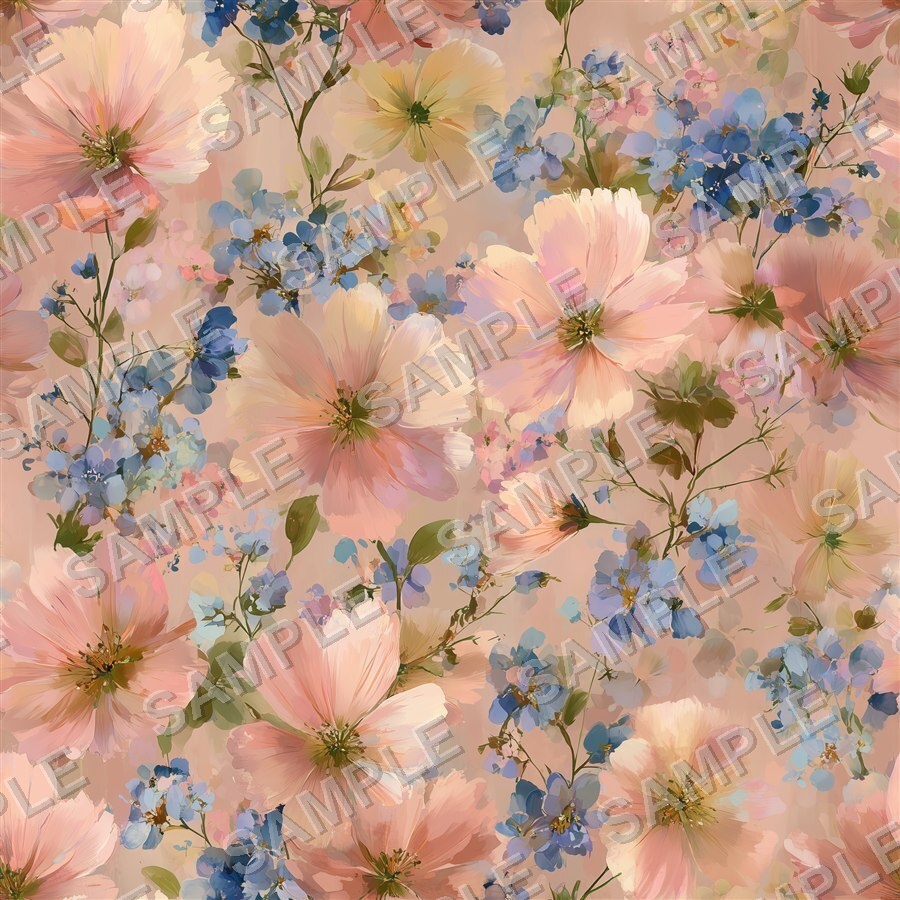 ブラッシュコーラルの大柄花柄24種|GardenBloom Vol.3 BlushCoral