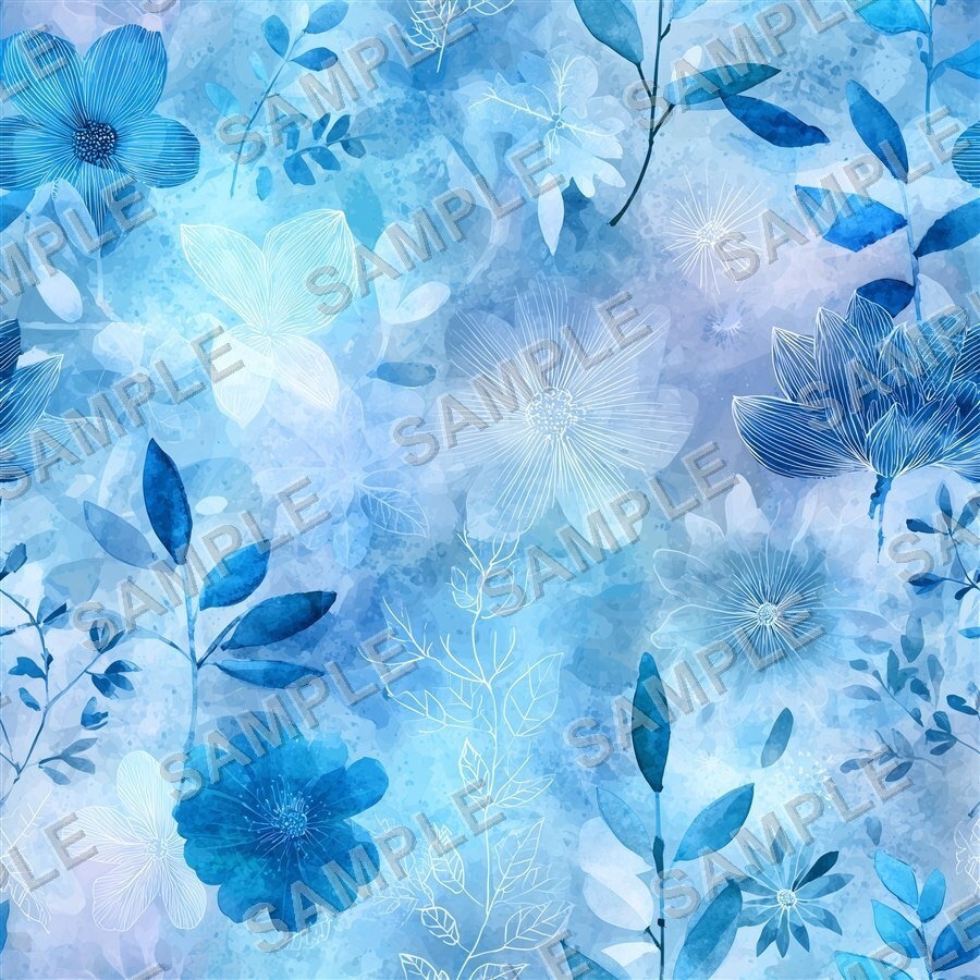 ティールブルーの花柄24種|OceanBloom Vol.1 TealBlue