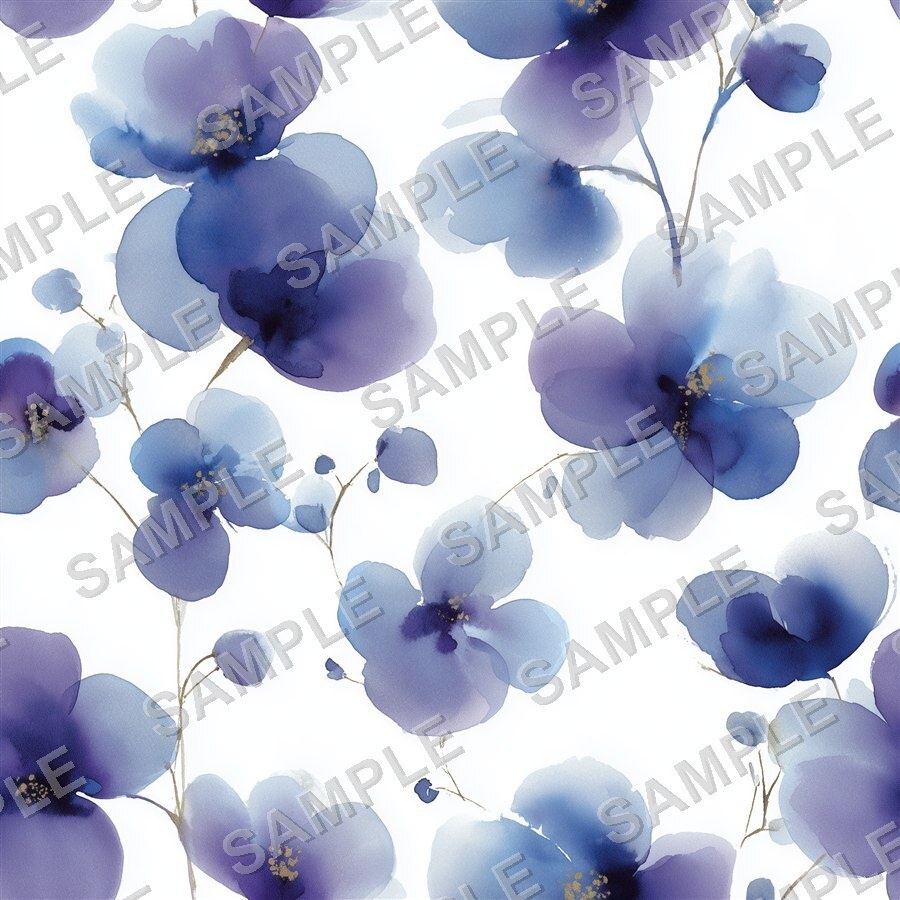 ティールブルーの花柄24種|OceanBloom Vol.1 TealBlue