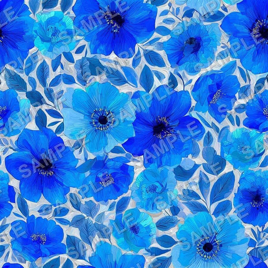 ティールブルーの花柄24種|OceanBloom Vol.1 TealBlue