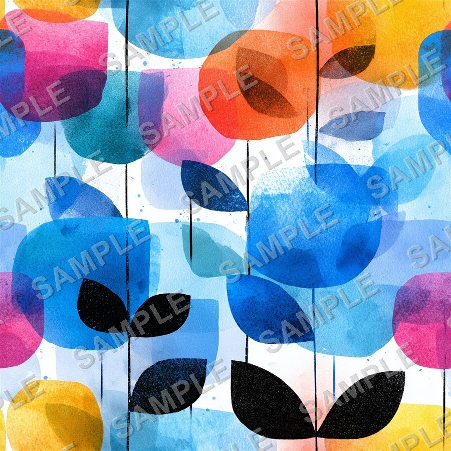 ティールブルーの花柄24種|OceanBloom Vol.1 TealBlue