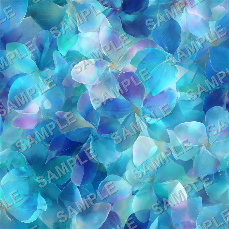 ティールブルーの花柄24種|OceanBloom Vol.1 TealBlue