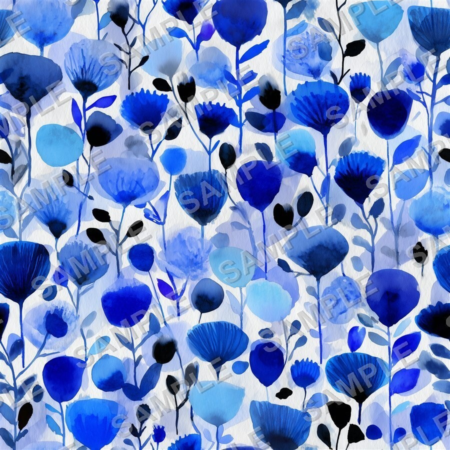ティールブルーの花柄24種|OceanBloom Vol.1 TealBlue