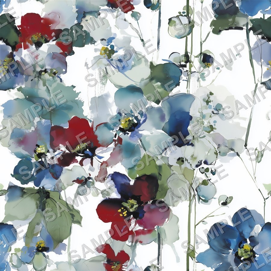 ティールブルーの花柄24種|OceanBloom Vol.1 TealBlue