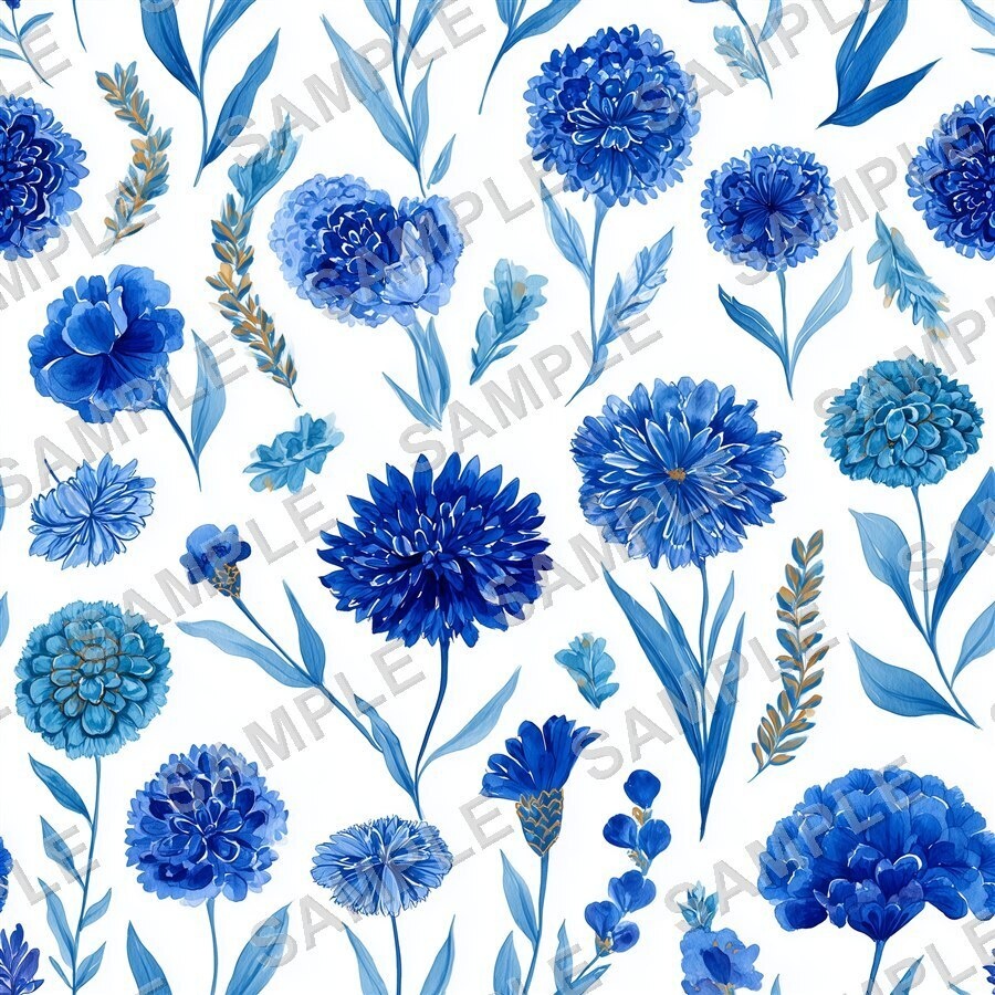 ティールブルーの花柄24種(第3弾)|OceanBloom Vol.3 TealBlue