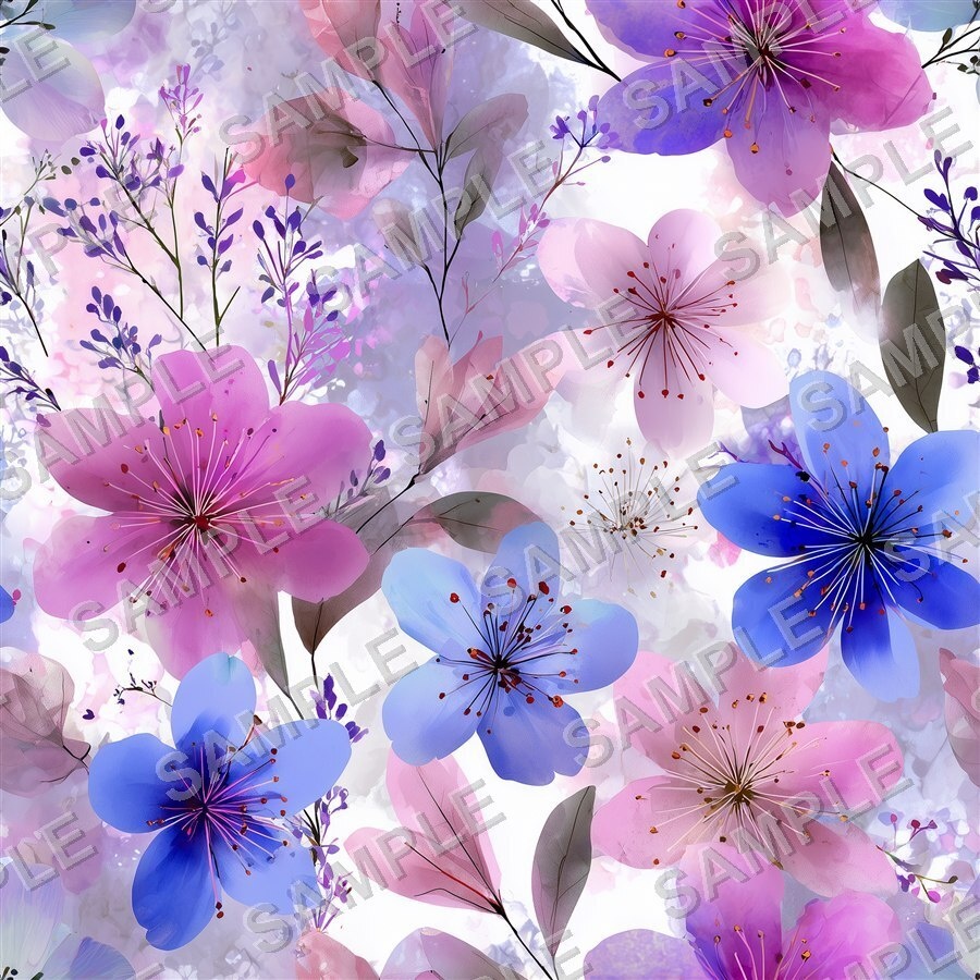 ティールブルーの花柄24種(第3弾)|OceanBloom Vol.3 TealBlue