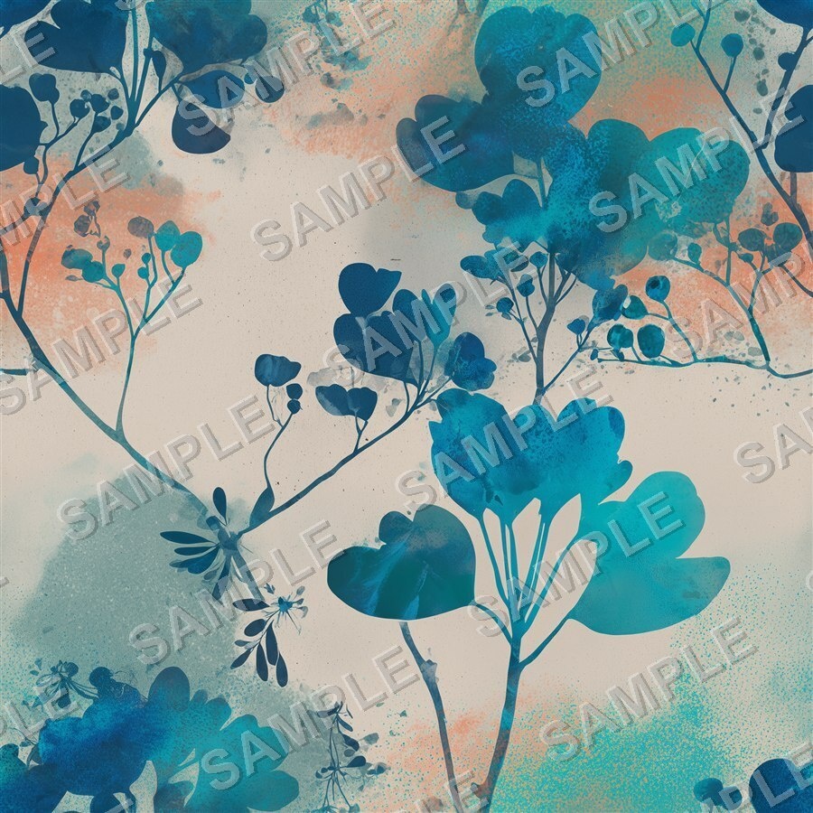 ティールブルーの花柄24種(第3弾)|OceanBloom Vol.3 TealBlue