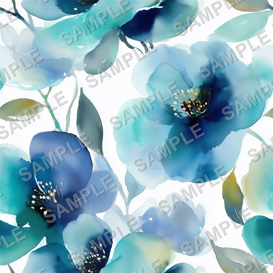 ティールブルーの花柄24種(第3弾)|OceanBloom Vol.3 TealBlue
