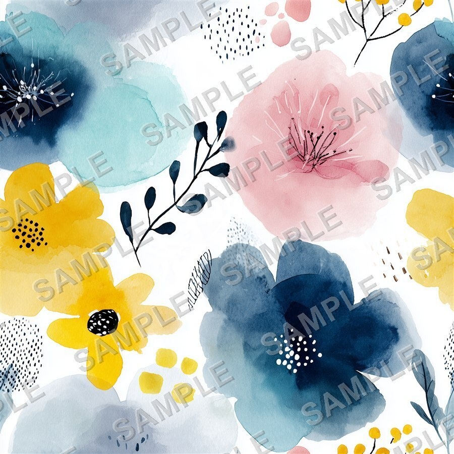 ティールブルーの花柄24種(第3弾)|OceanBloom Vol.3 TealBlue
