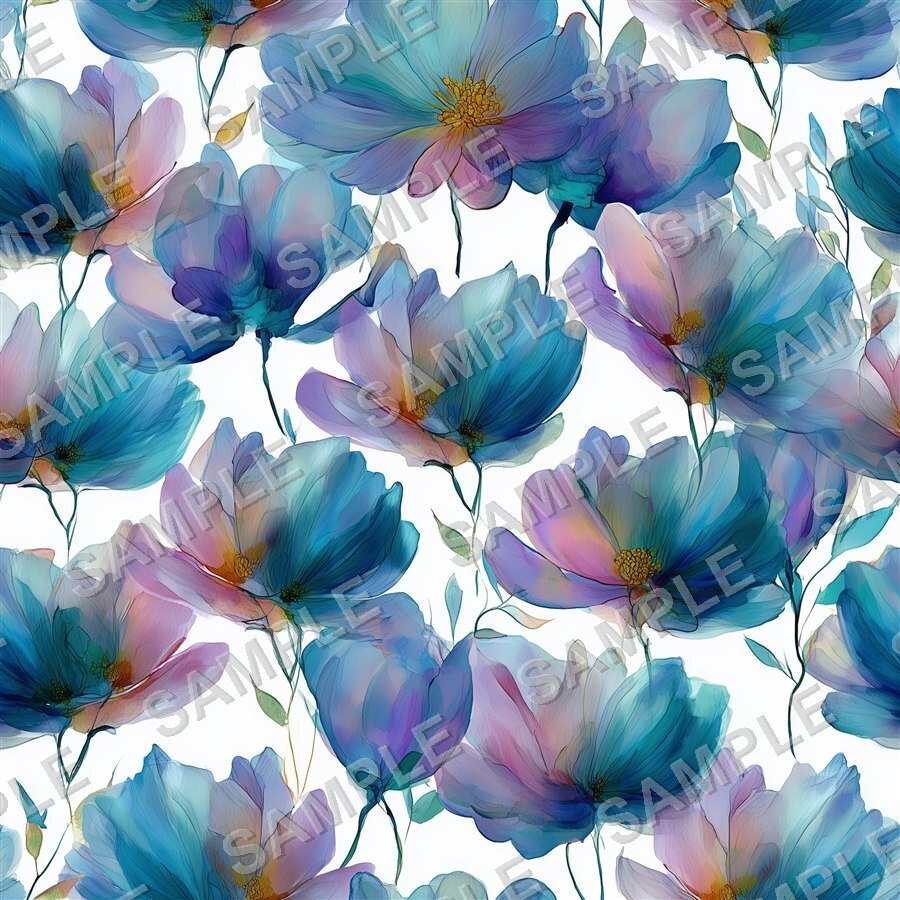 ティールブルーの花柄24種(第3弾)|OceanBloom Vol.3 TealBlue