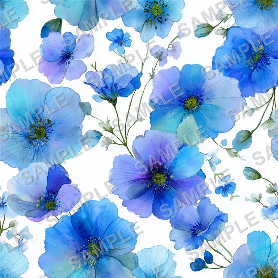ティールブルーの花柄24種(第3弾)|OceanBloom Vol.3 TealBlue