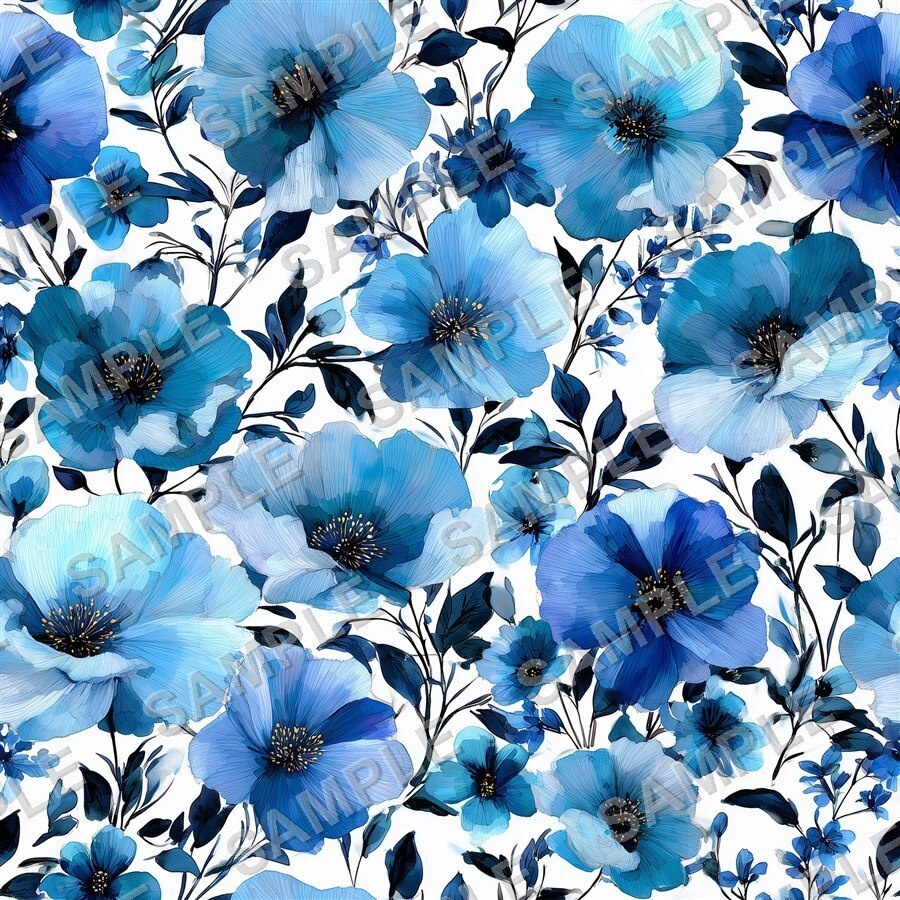 ティールブルーの花柄24種(第3弾)|OceanBloom Vol.3 TealBlue