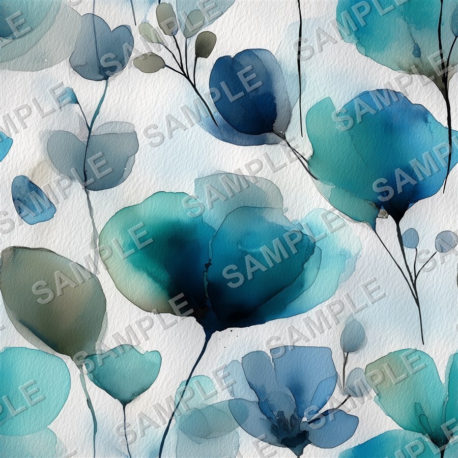 ティールブルーの花柄24種(第3弾)|OceanBloom Vol.3 TealBlue