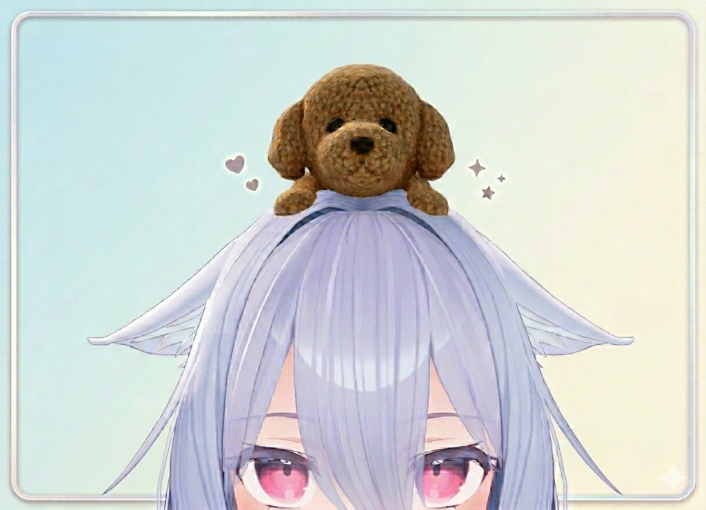桔梗対応 頭にのせるワンちゃんのぬいぐるみ(トイプードル)