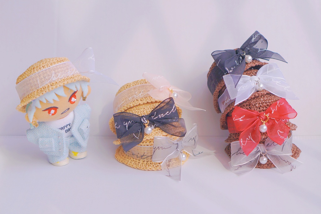 See-through ribbon straw hat