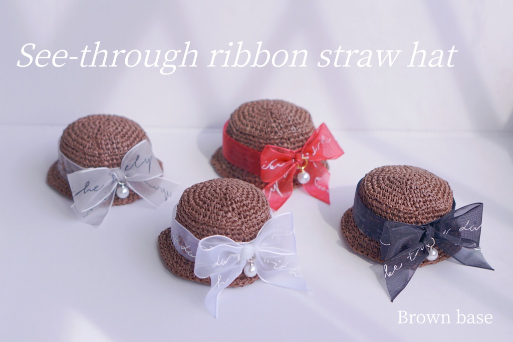 See-through ribbon straw hat