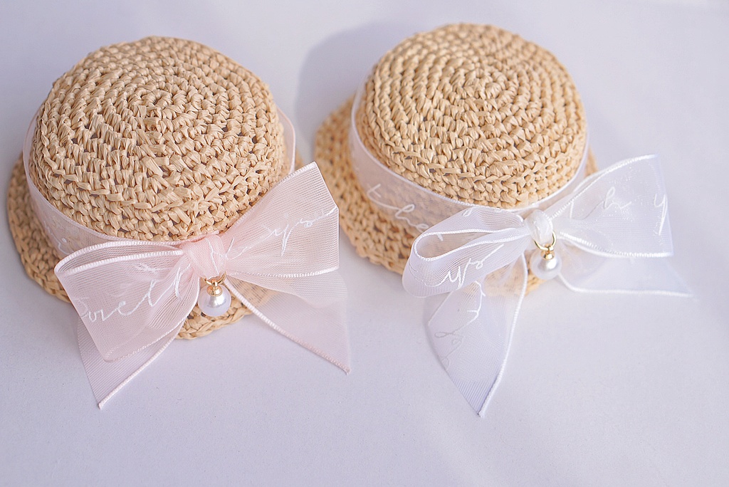 See-through ribbon straw hat