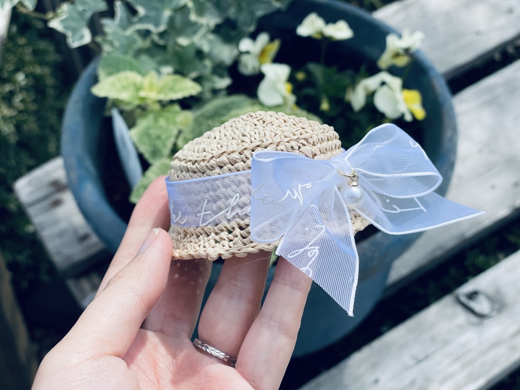See-through ribbon straw hat