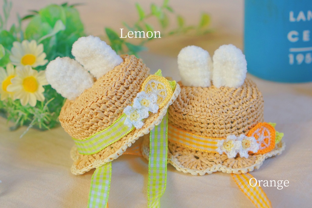 Flower bunny straw hat