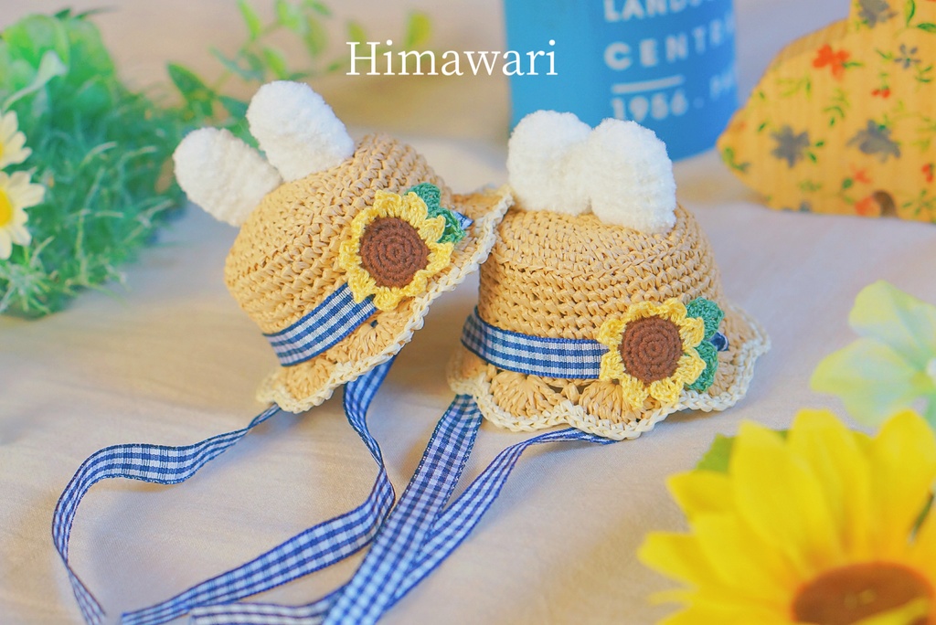 Flower bunny straw hat