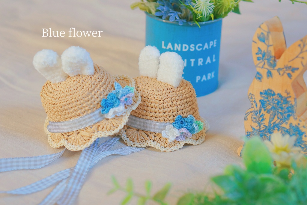 Flower bunny straw hat