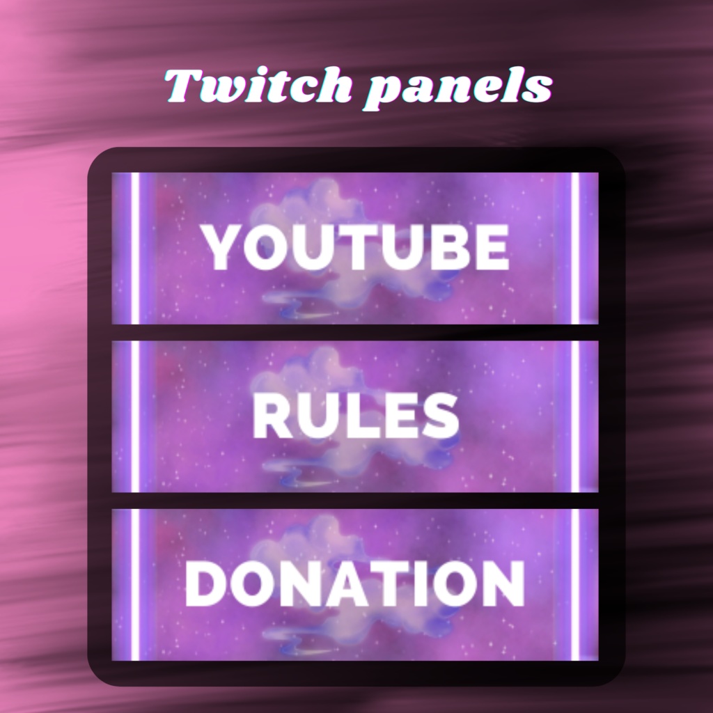 Twitchのパネル画像・Twitchバナー・Twitch Panels(galaxy purple)