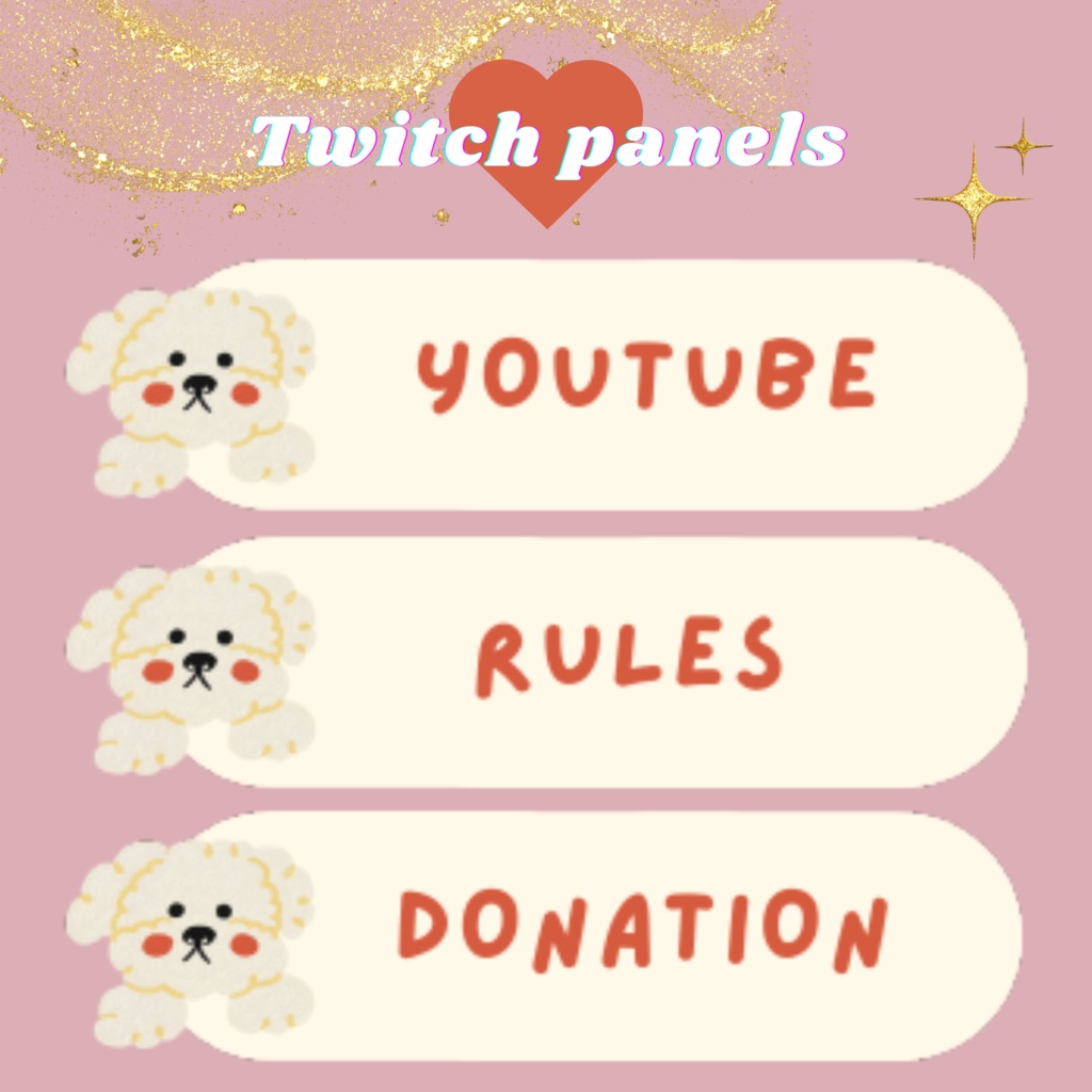Twitchのパネル画像・Twitchバナー・Twitch Panels・犬ホワイト