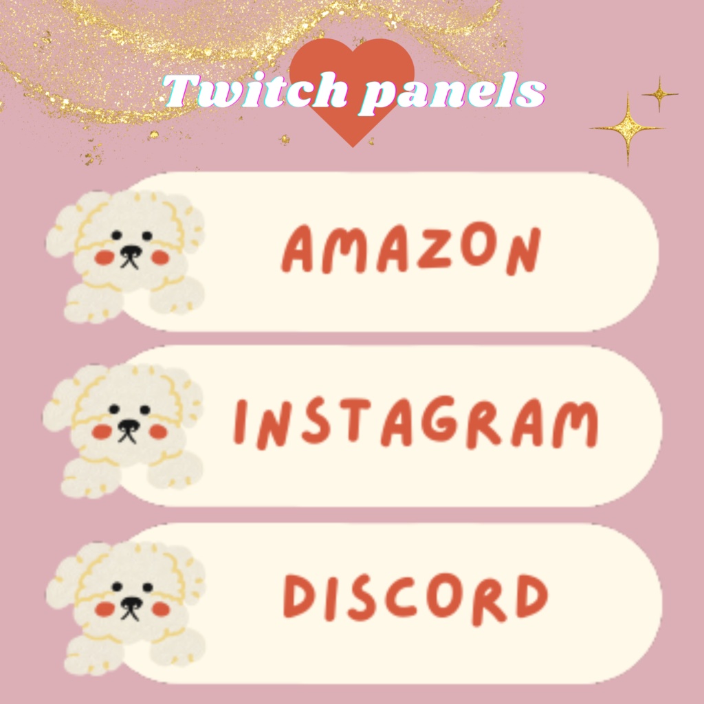 Twitchのパネル画像・Twitchバナー・Twitch Panels・犬ホワイト