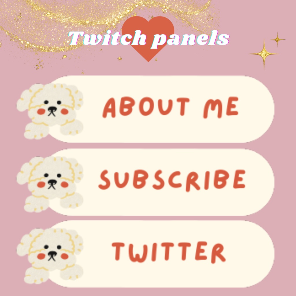 Twitchのパネル画像・Twitchバナー・Twitch Panels・犬ホワイト