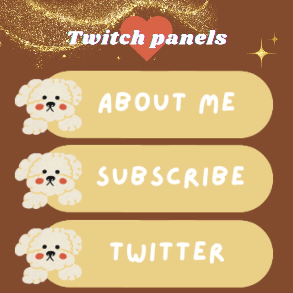 Twitchのパネル画像・Twitchバナー・Twitch Panels・犬ベージュ