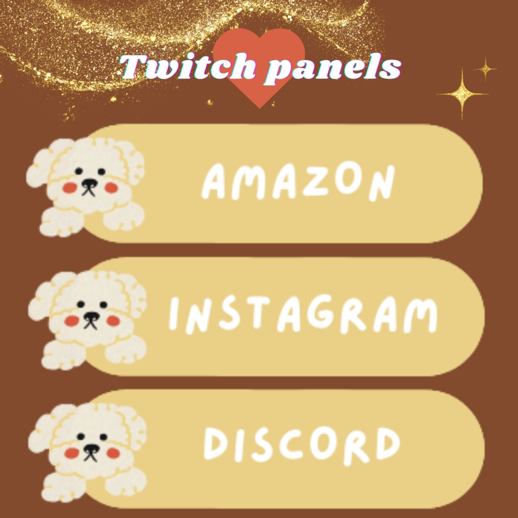 Twitchのパネル画像・Twitchバナー・Twitch Panels・犬ベージュ