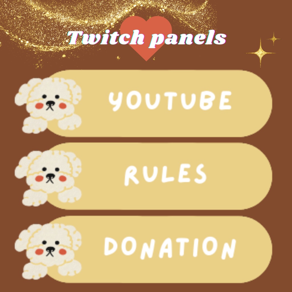Twitchのパネル画像・Twitchバナー・Twitch Panels・犬ベージュ