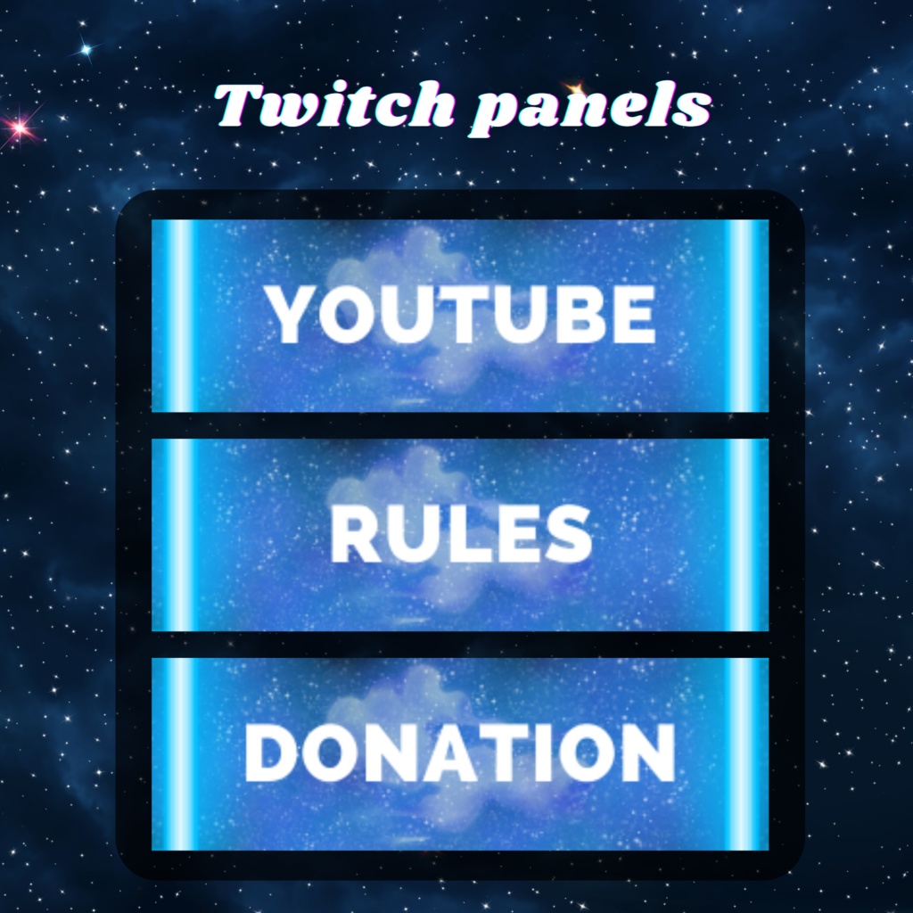 Twitchのパネル画像・Twitchバナー・Twitch Panels(galaxy blue)