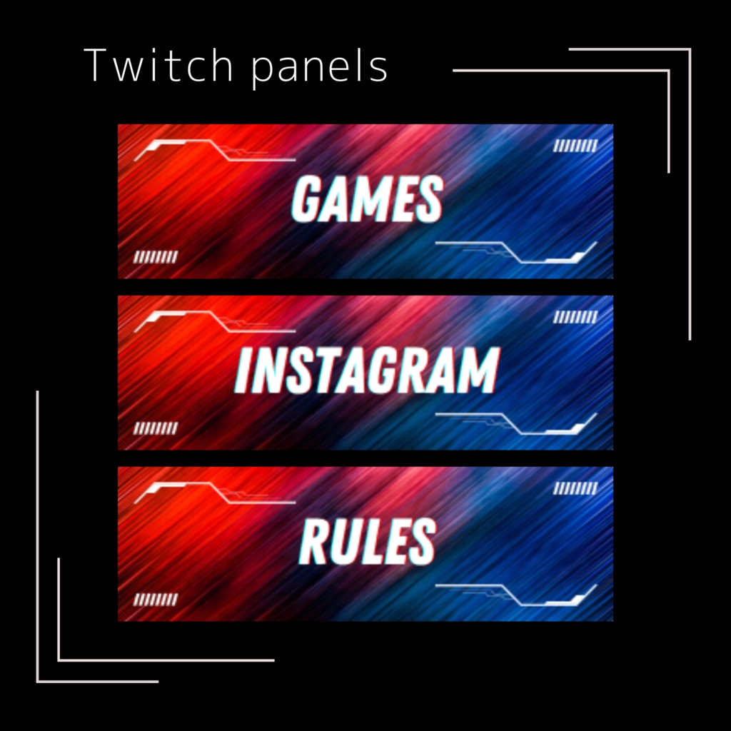 Twitchパネル・バナー・Twitch Panels【レッド・ブルー】