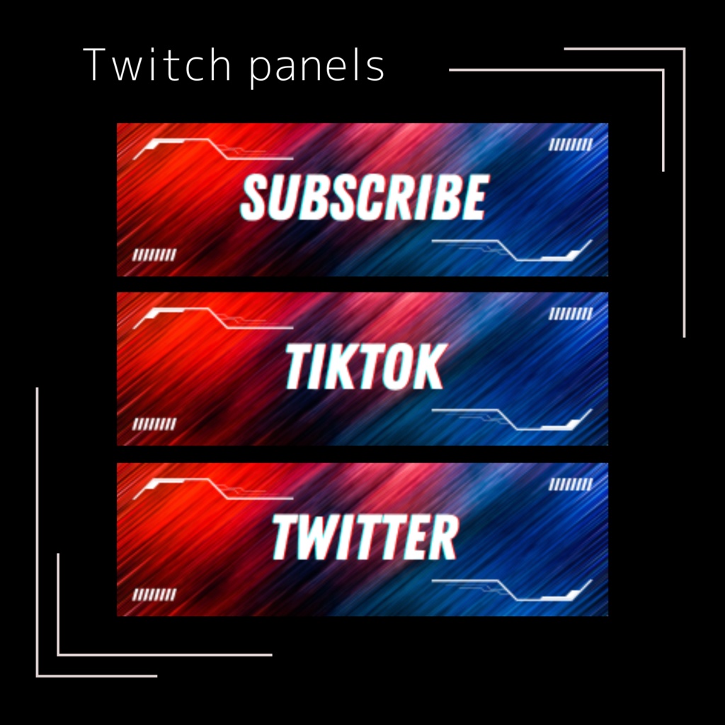 Twitchパネル・バナー・Twitch Panels【レッド・ブルー】