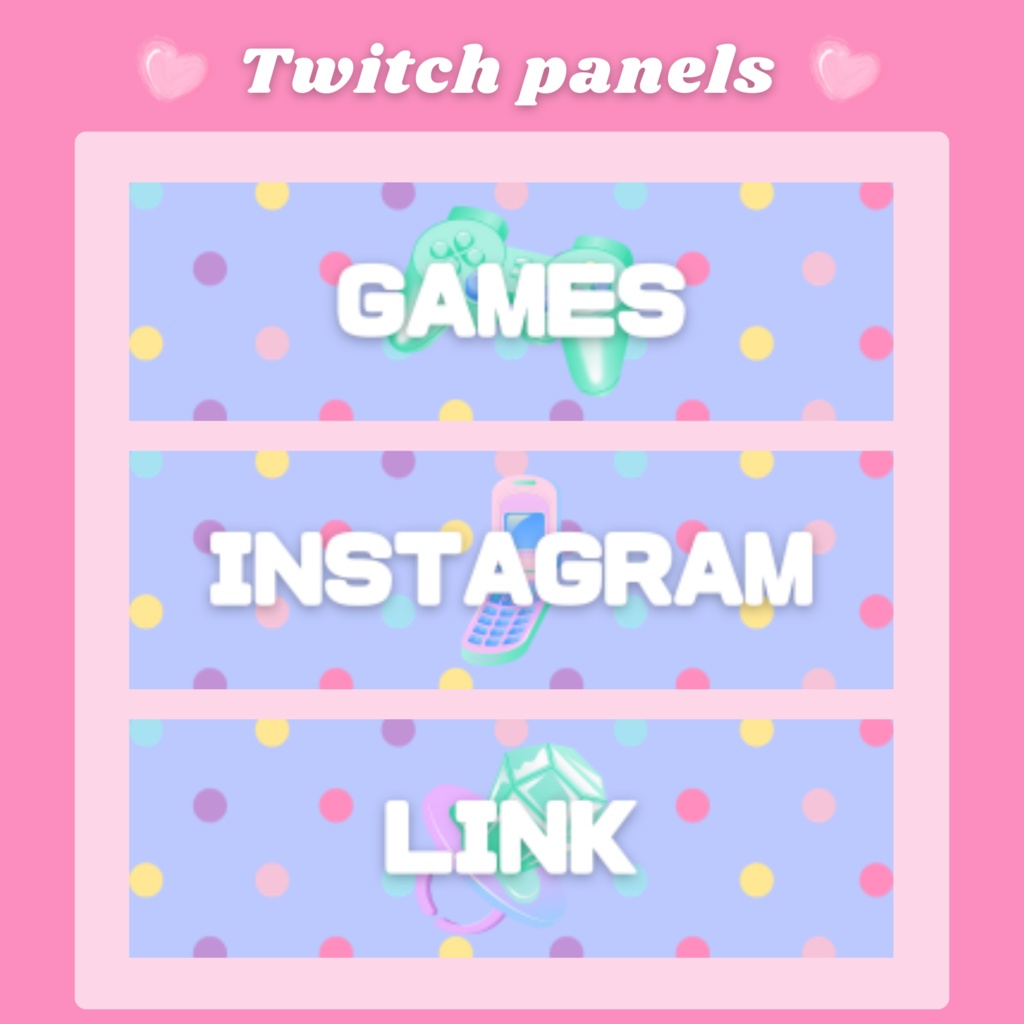 Twitchパネル・バナー・Twitch Panels🍭【ドット】
