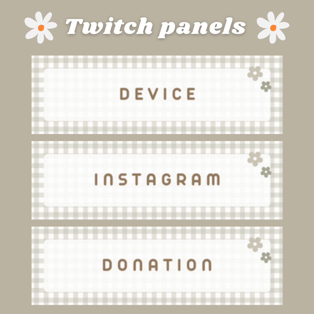 Twitchパネル・バナー・Twitch Panels【ブラウンチェック】