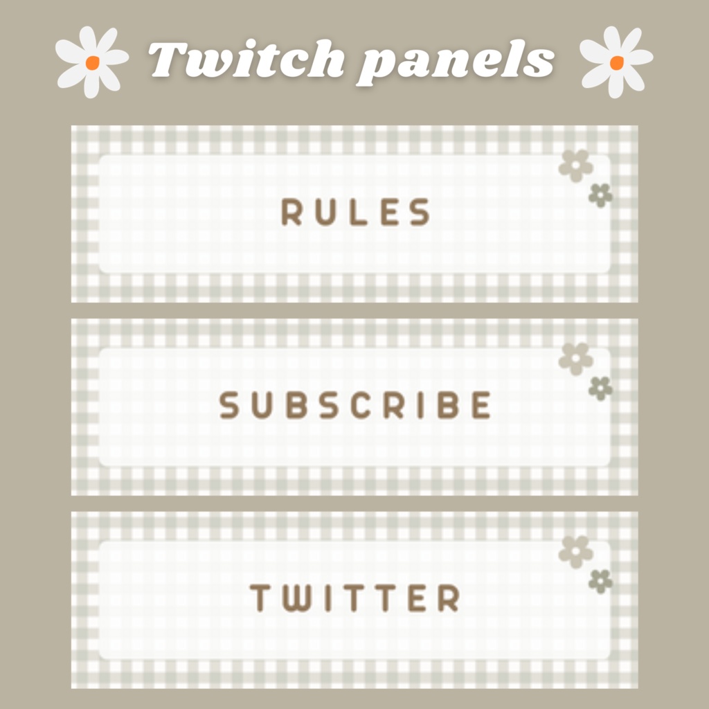 Twitchパネル・バナー・Twitch Panels【ブラウンチェック】