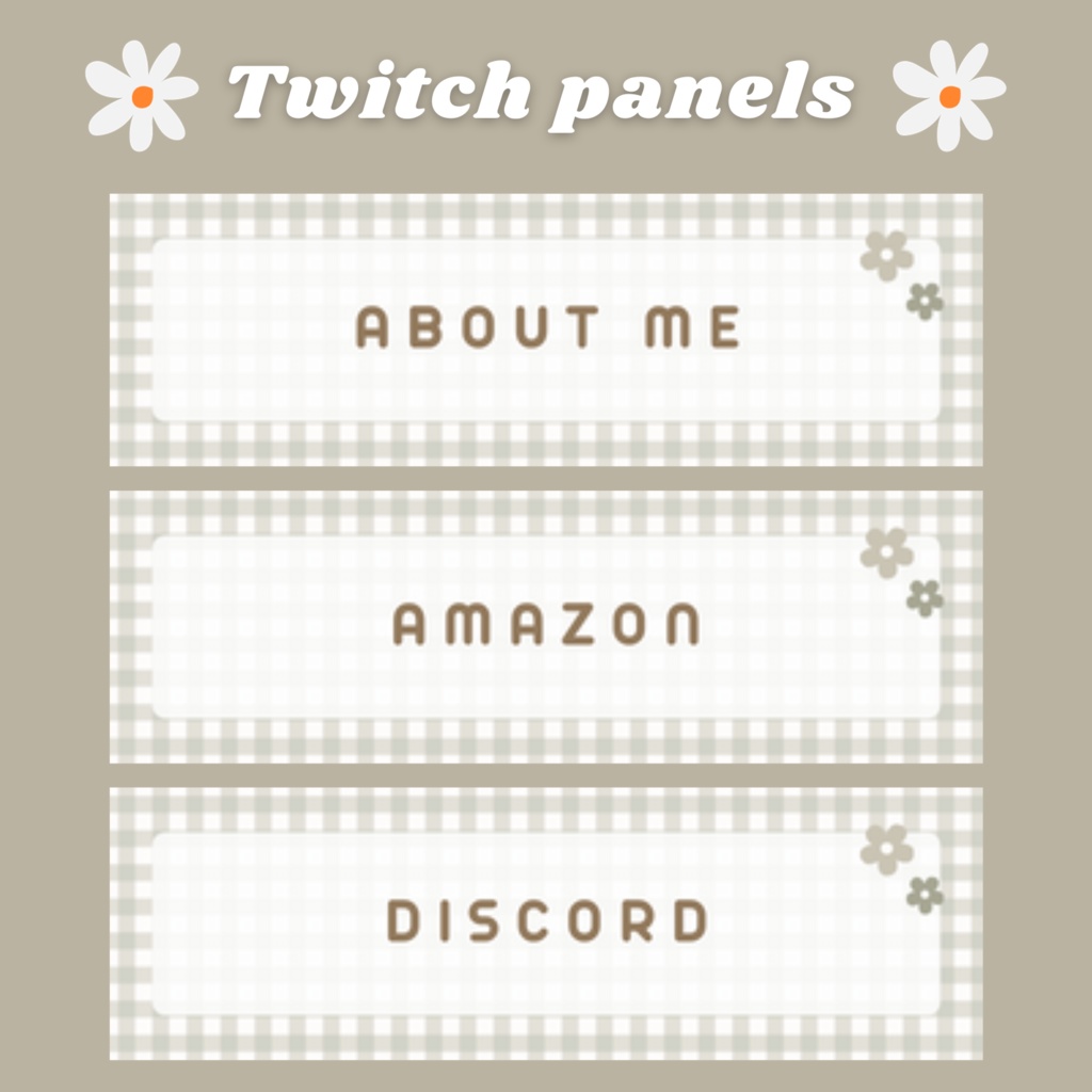 Twitchパネル・バナー・Twitch Panels【ブラウンチェック】