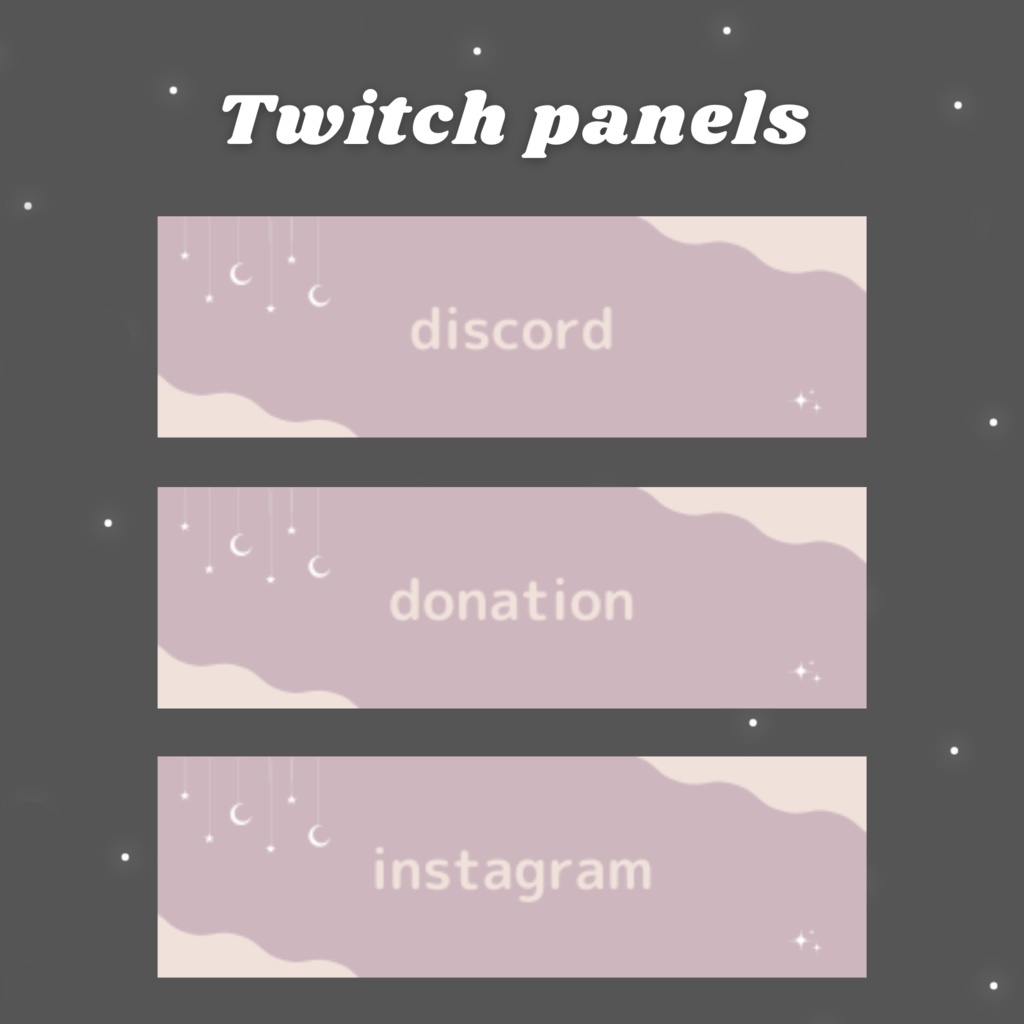 Twitchパネル・バナー・Twitch Panels【night/pink】