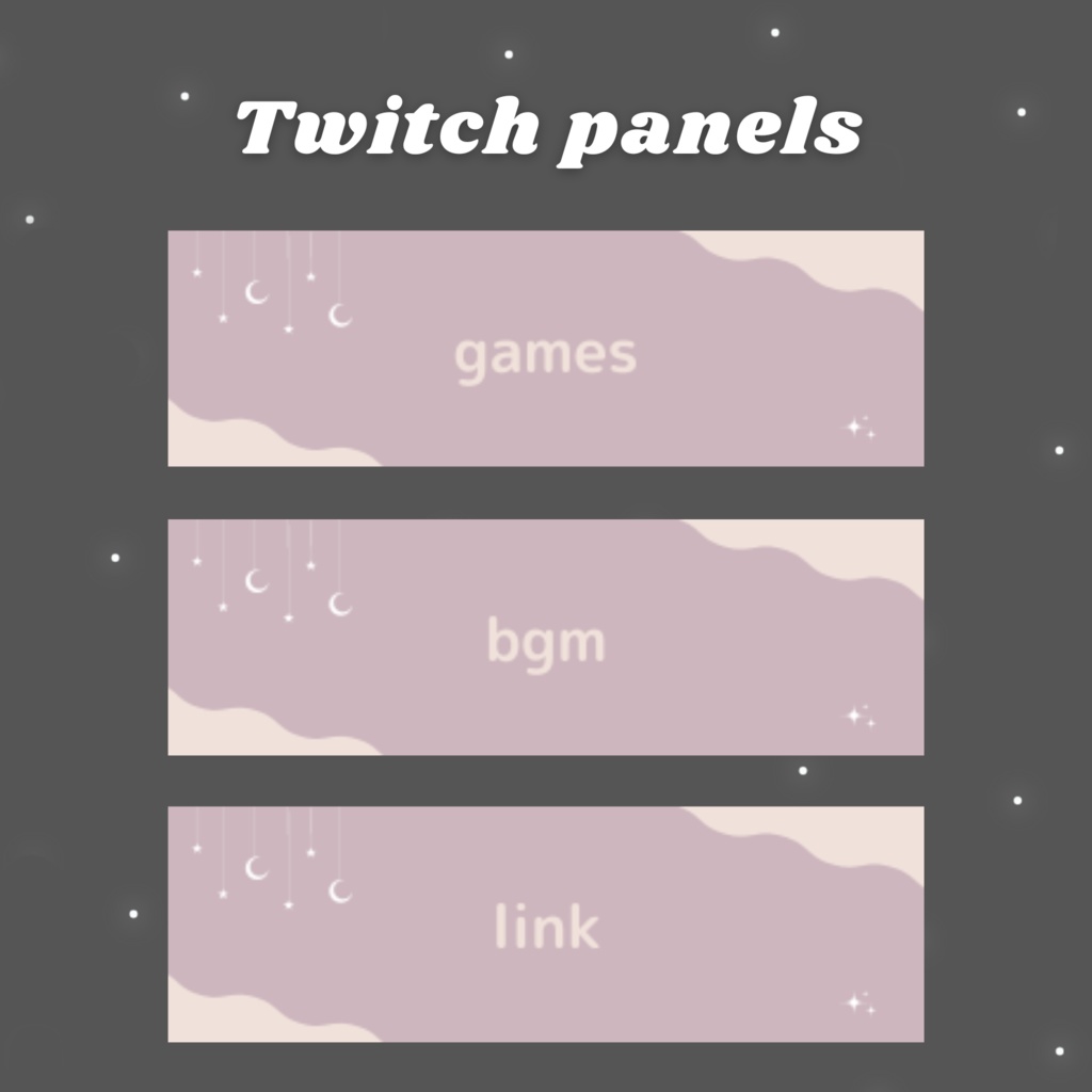 Twitchパネル・バナー・Twitch Panels【night/pink】