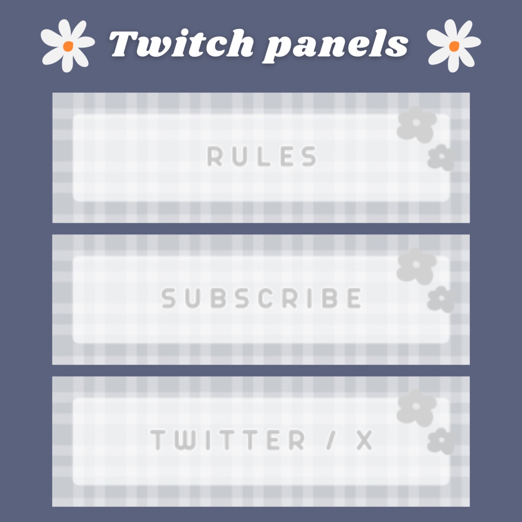 Twitchパネル・バナー・Twitch Panels【グレーチェック】