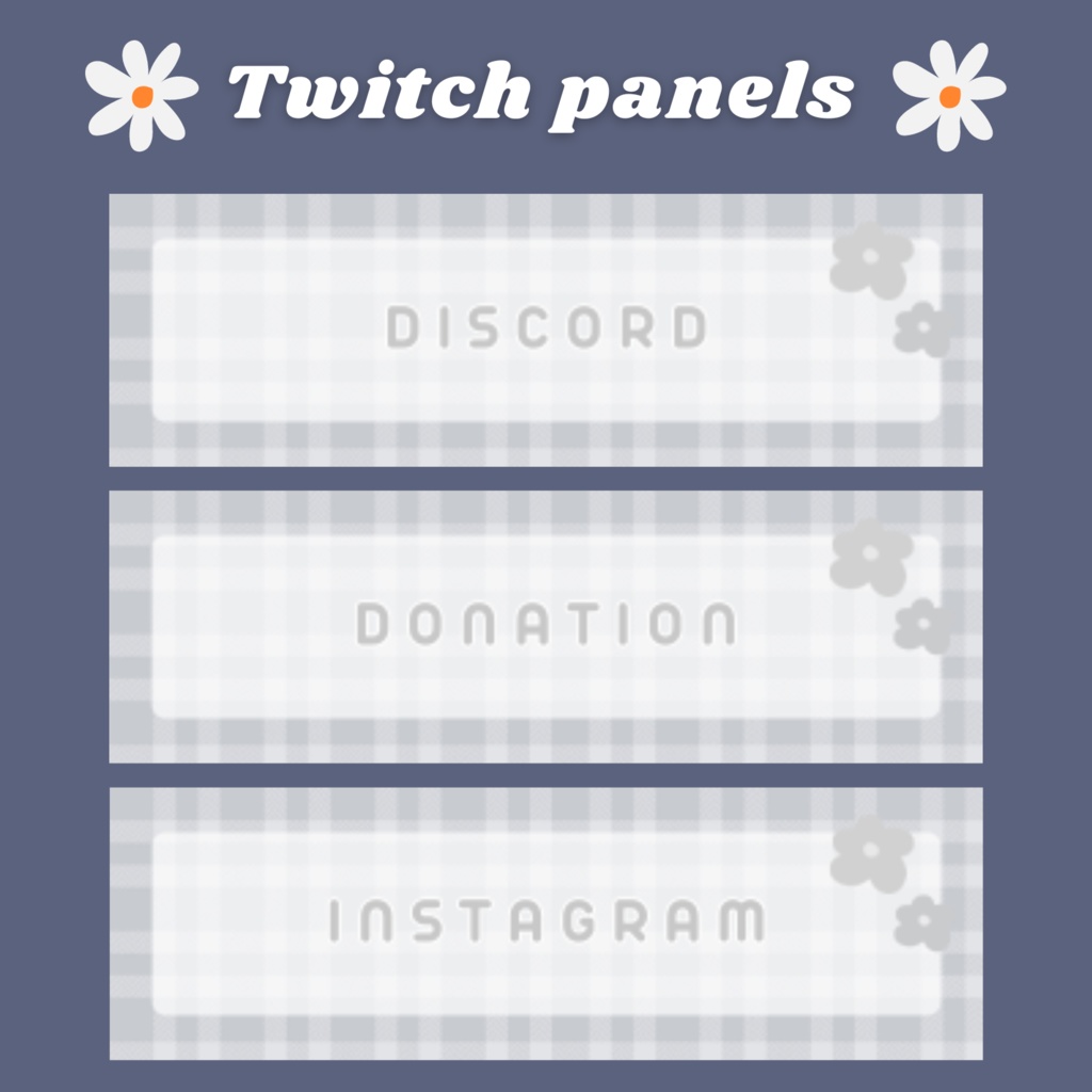 Twitchパネル・バナー・Twitch Panels【グレーチェック】