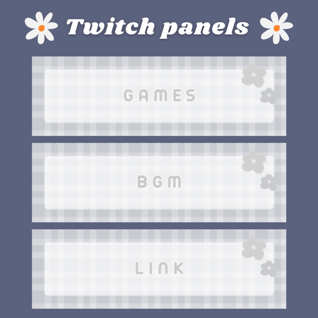 Twitchパネル・バナー・Twitch Panels【グレーチェック】