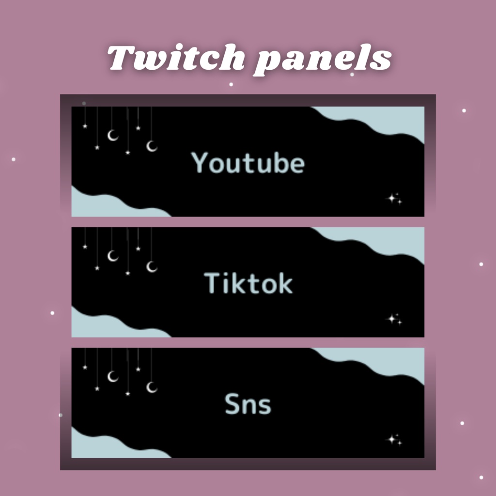 Twitchパネル・バナー・Twitch Panels【night/black】