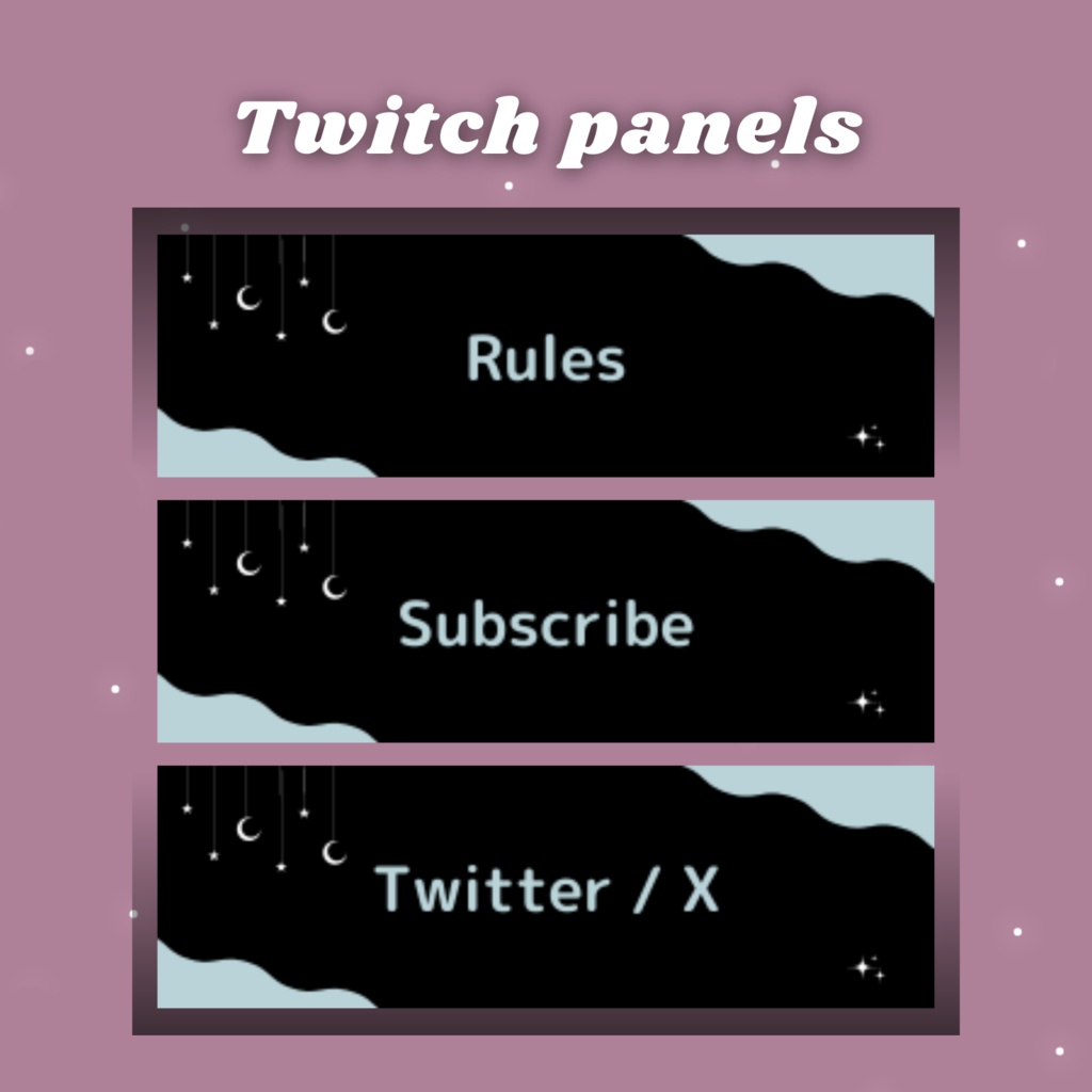 Twitchパネル・バナー・Twitch Panels【night/black】