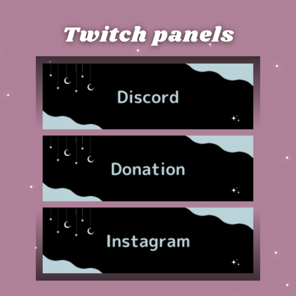 Twitchパネル・バナー・Twitch Panels【night/black】