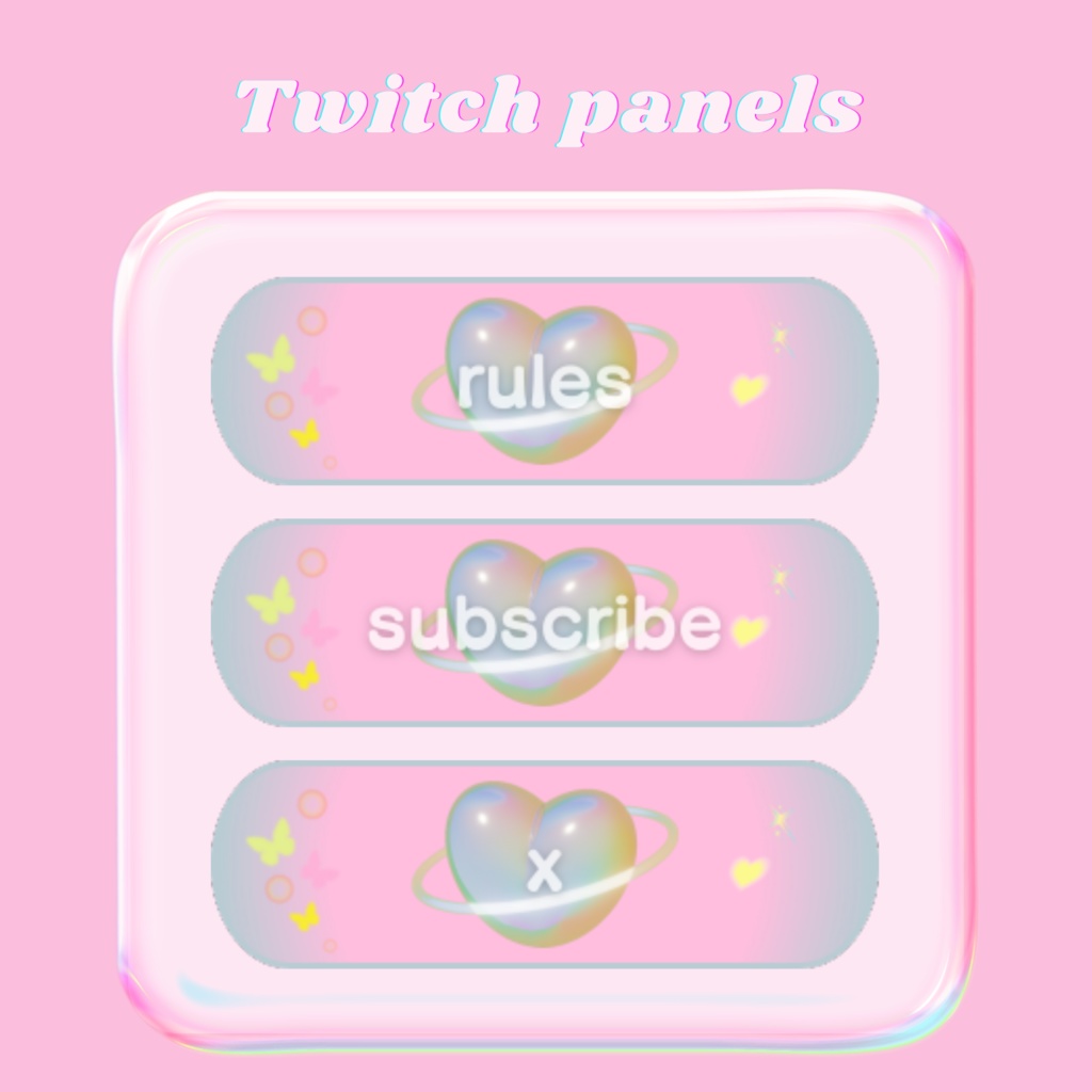 Twitchパネル・バナー・Twitch Panels【y2k heart】