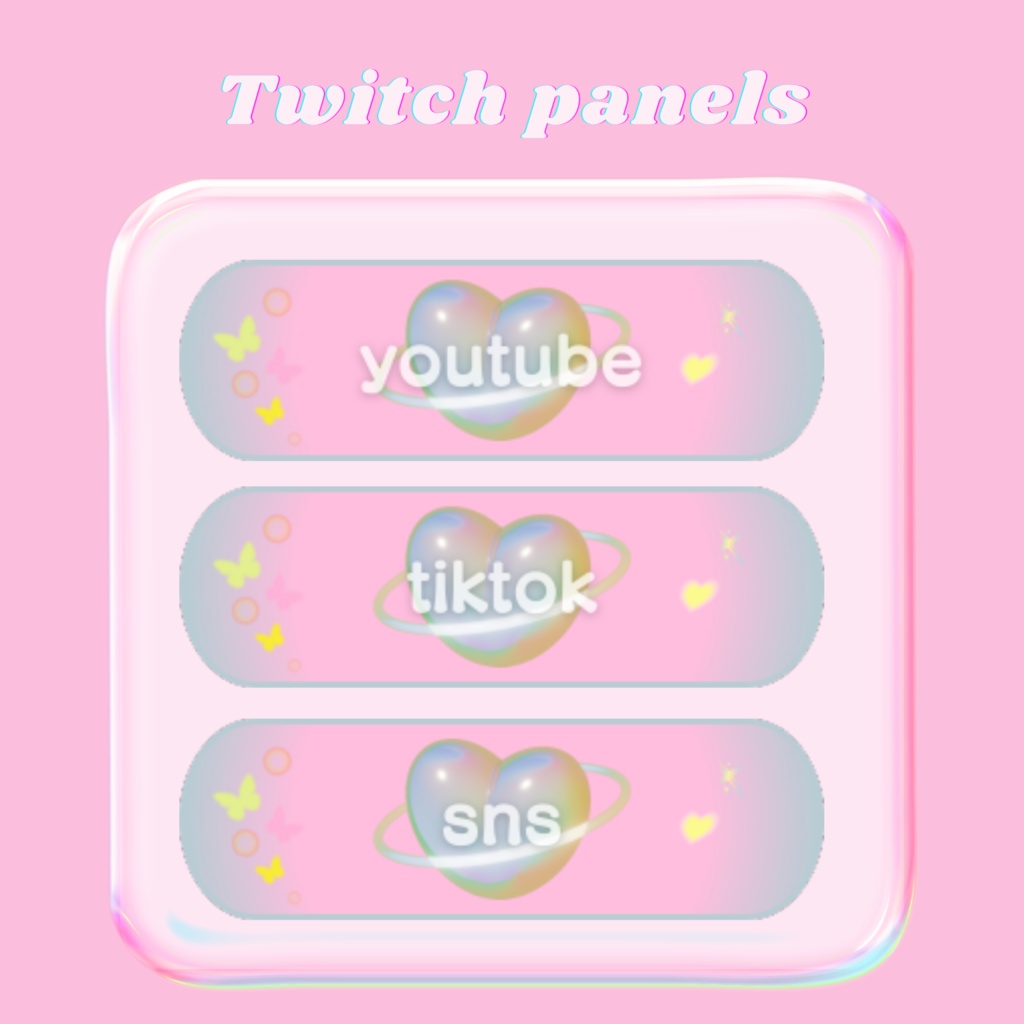 Twitchパネル・バナー・Twitch Panels【y2k heart】